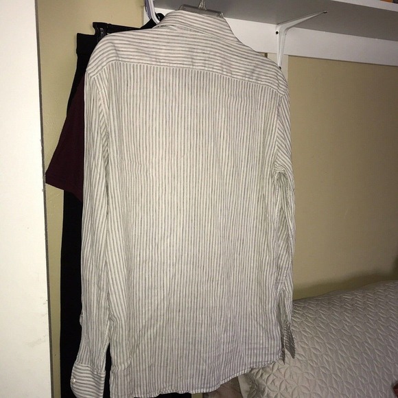 Men's Striped Shirt - White and Gray - Picture 4 of 10